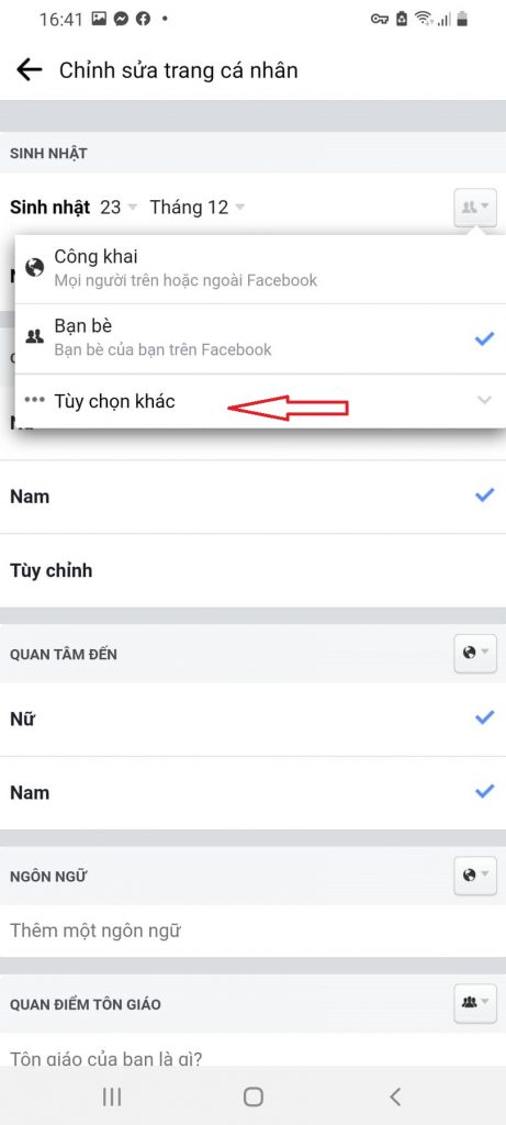 cách bật tắt thông báo sinh nhật trên facebook trên dien thoai di dong 7