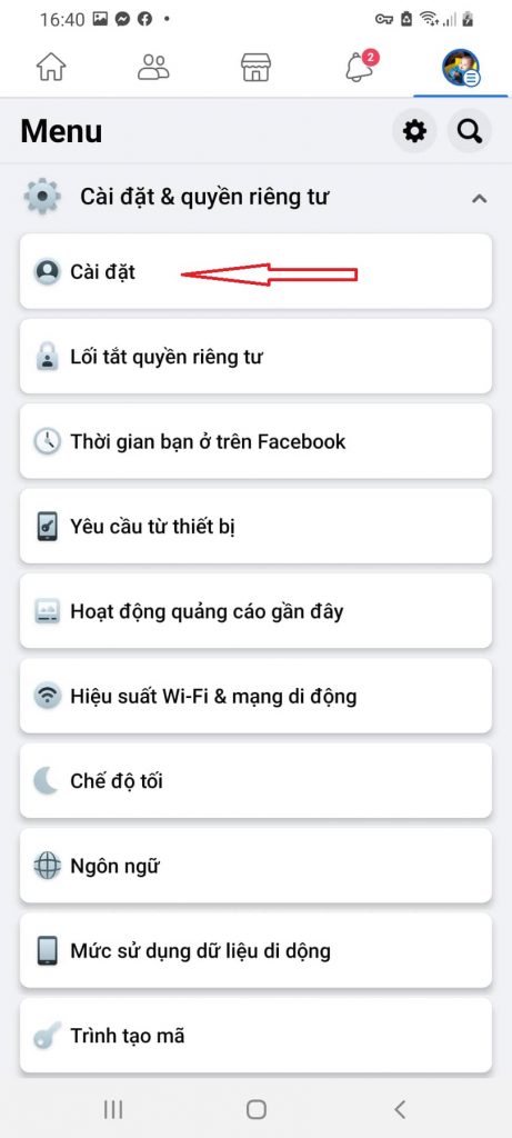 cách bật tắt thông báo sinh nhật trên facebook trên dien thoai di dong 9